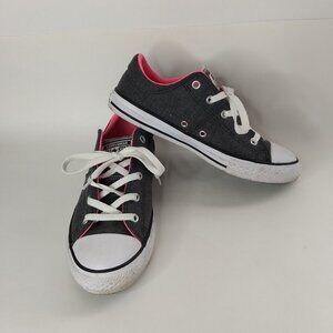 Converse Charcoal Gray Exterior Pink Interior Puff Tongue Sneakers Classic